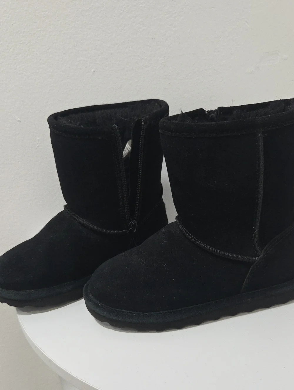 Kids Black Suede Winter Boots